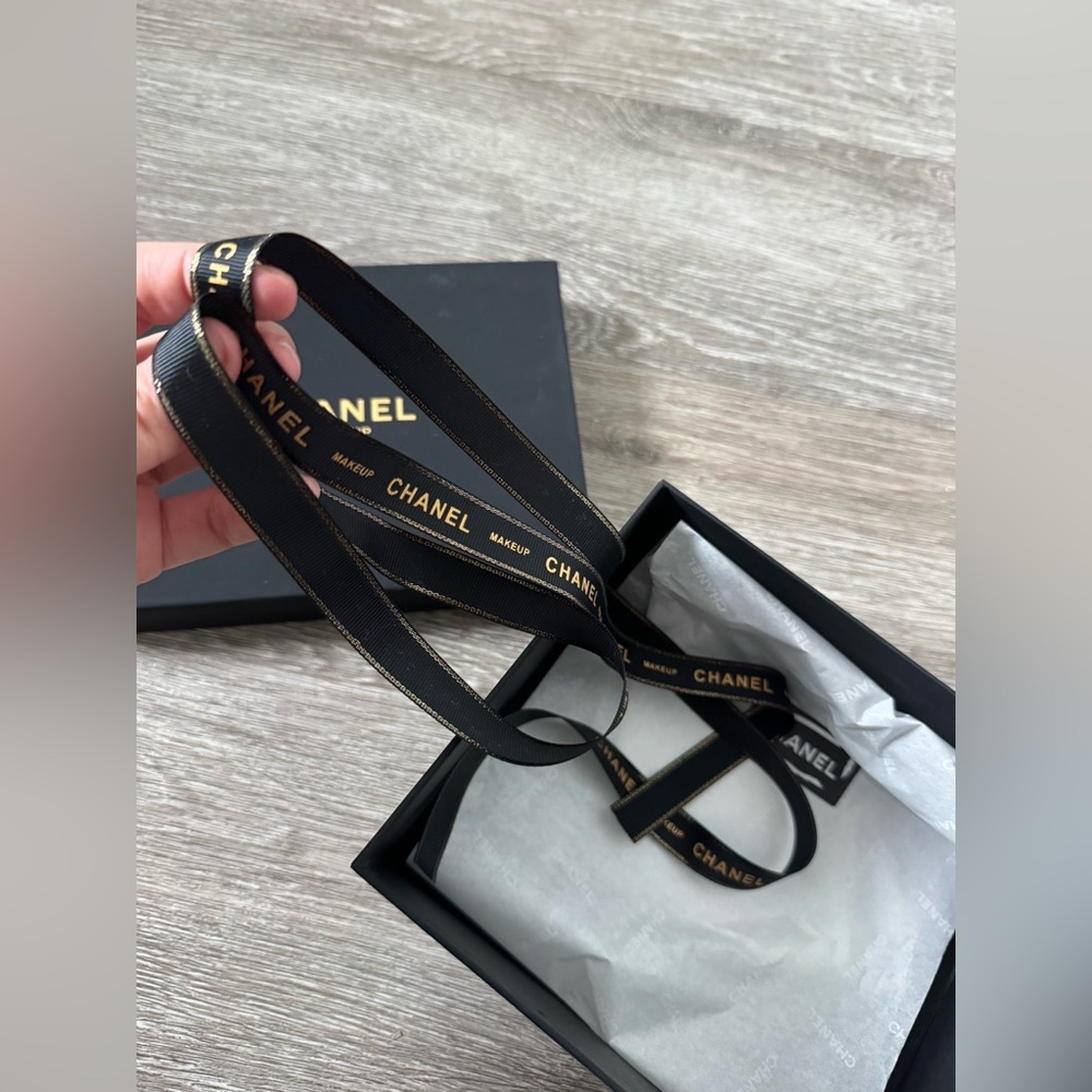 CHANEL Makeup Gift Box Set Black Box + Ribbon + Card Authentic Packaging NWOT - Picture 4 of 8